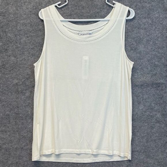 NWT PENDLETON Tank Top Women's XL Ivory Sleeveless Stretch Pullover Scoop Neck - Picture 1 of 15